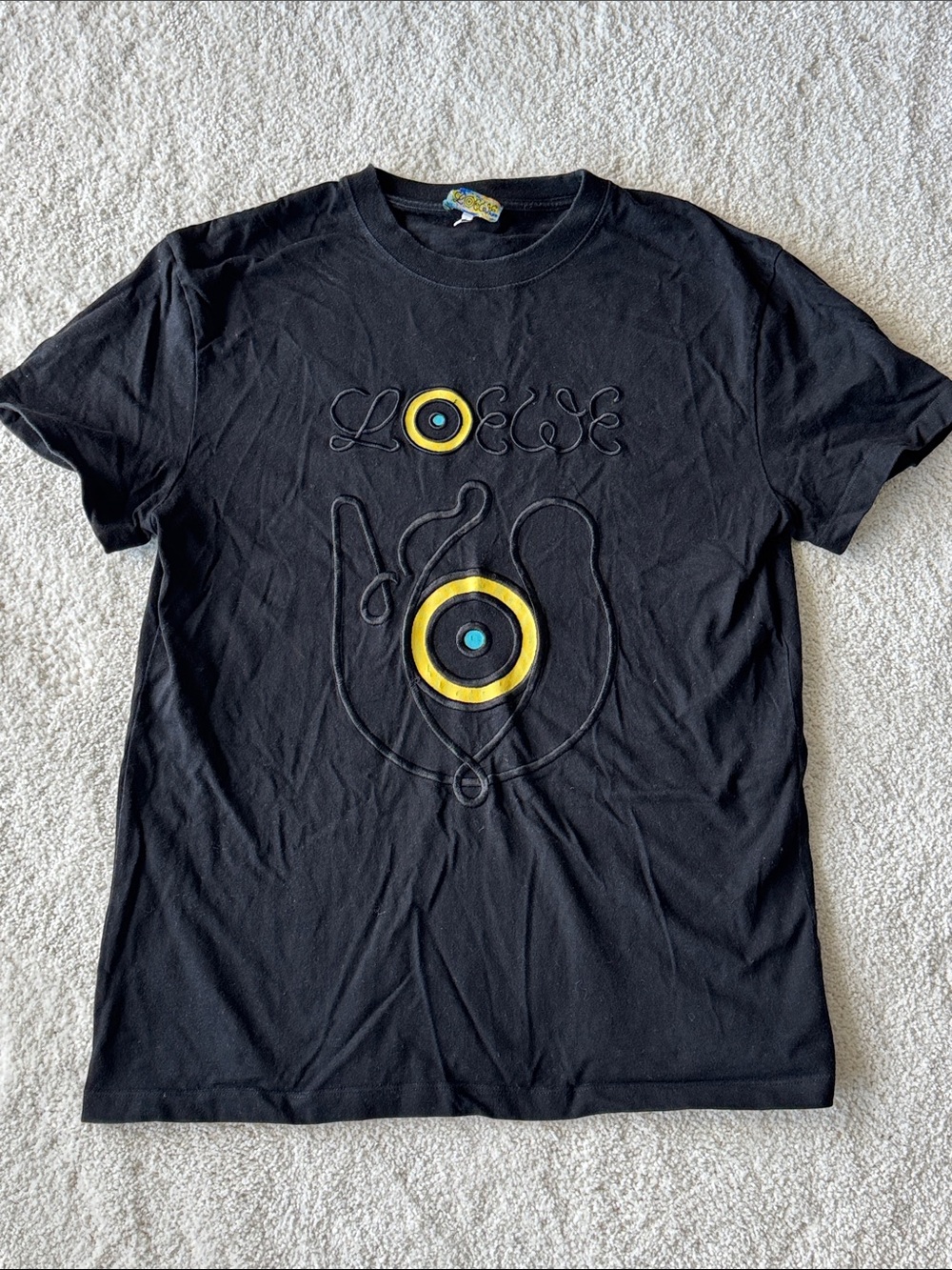 Loewe Black Short Sleeve Tee with Yellow and Blue Target Motif Joe Brainard